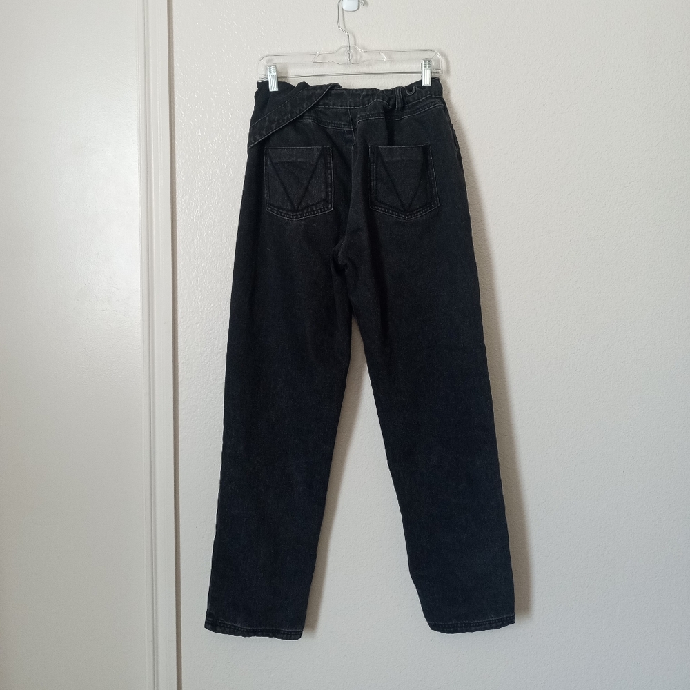 Maniere De Voir Half Foldover Mom Jeans in Washed Black Size 8 - Picture 4 of 10